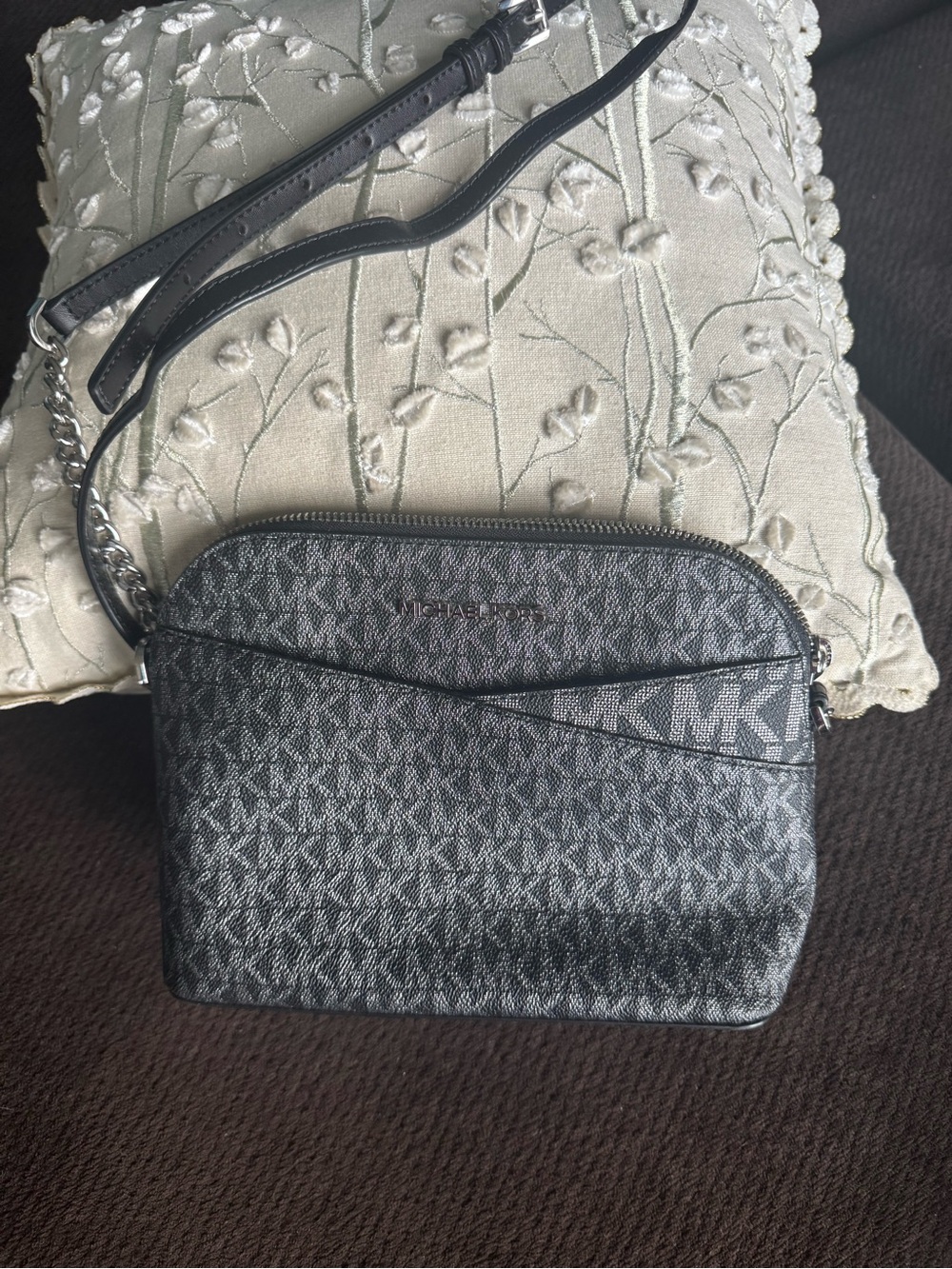 Michael Kors Gray Black Signature MK Crossbody Bag